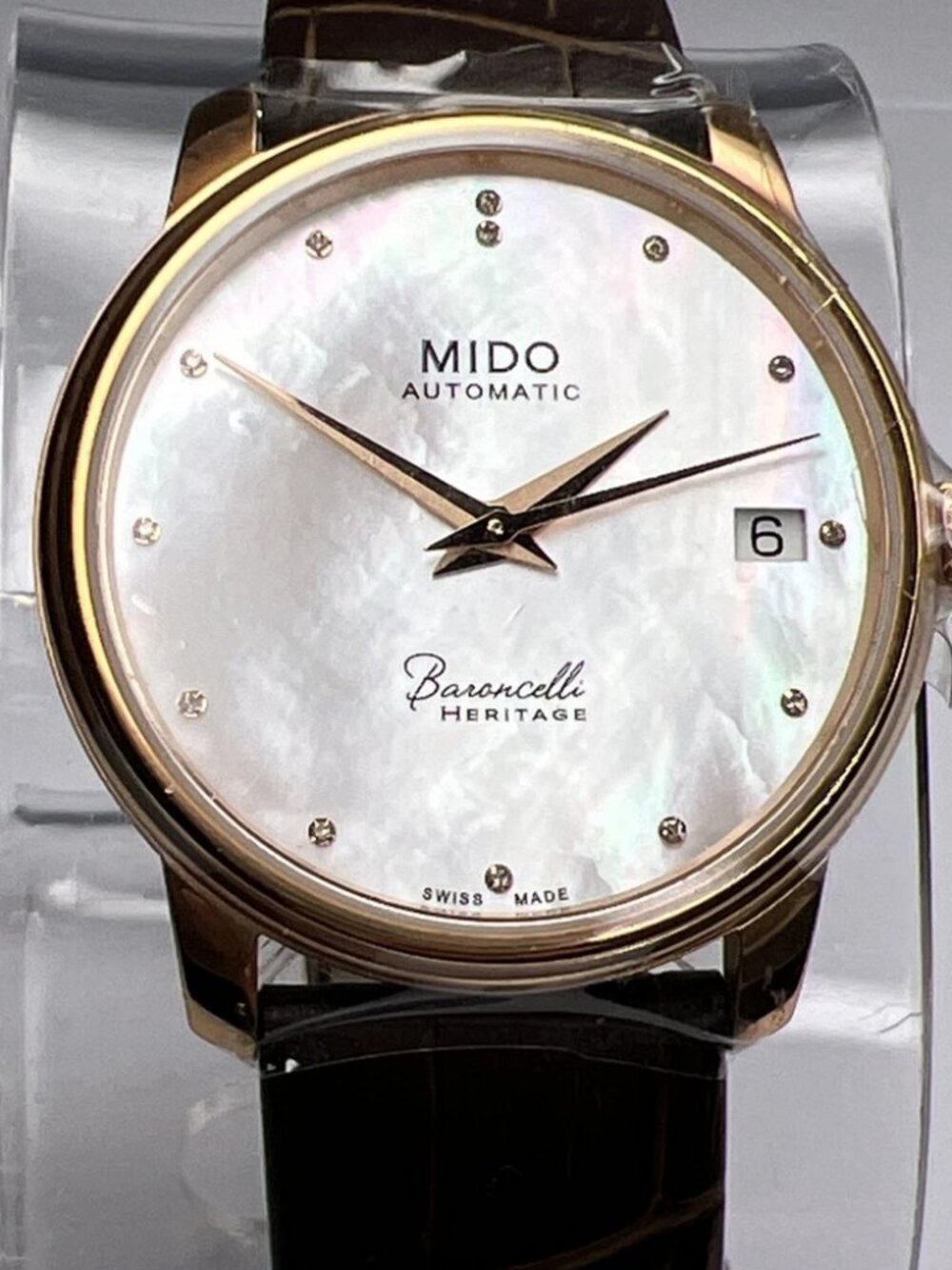 Mido Baroncelli Heritage 33mm Automatic Date Mother Pearl Watch w/ Box